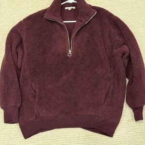 Express Maroon Zip-Up Sweater